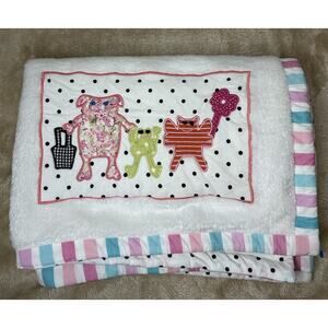 Mackenzie Childs Baby Child Blanket Animal Parade Polka Dot Nursery READ